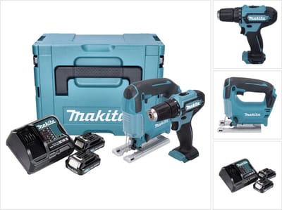 Makita CLX237SAJ 12 Volt MAX Accu-schroevendraaier- en decoupeerzaag set met 2x accu en lader in MBOX CLX237SAJ = DF333DZ + JV101DZ 2x BL1021B + lader