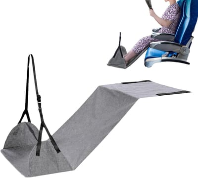 Voethangmat - Vliegtuigvoetsteun Beensteun - Reiscomfort Vergroten - Verstelbare Beenondersteuning - 100x45cm - Zwart