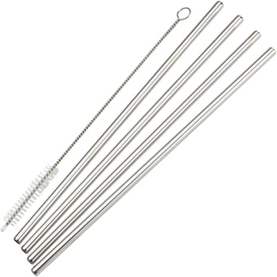 20x Rietjes - Herbruikbaar - RVS - Herbruikbare metalen rietjes - Stainless steel straws - Reusable - Duurzaam - Drinkrietjes - Duurzame rietjes - Met 4 ragers - Smoothies - Cocktails - Zilver - Jonyx