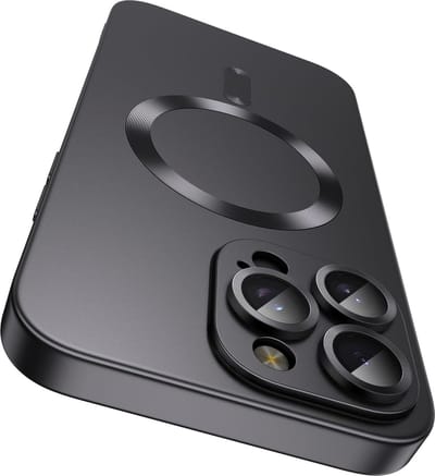 AziLine Magnetische Premium Zwart Hoes voor iPhone 16 Pro – Stijlvolle Bescherming met Ingebouwde MagSafe en Camera Lens Bescherming Geschikt voor Apple iPhone 16 Pro