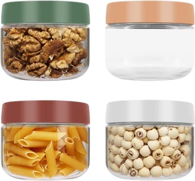 Set van 4 Herbruikbare Glazen Potten van 10oz met Schroefdeksel voor Overnight Oats, Salades, Yoghurt en Meer