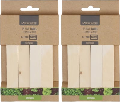 ProGarden Plantetiketten / platenlabels - 2x - 24x - hout - 15 x 2 cm - steeketiketten