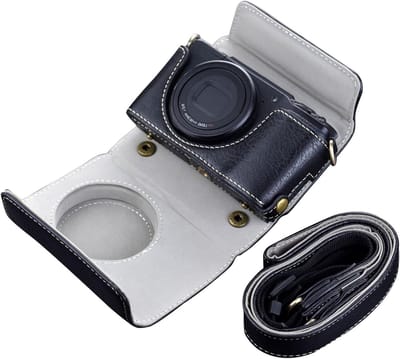 Vintage PU Leren Camera Case voor Ricoh GR II - Beschermende Tas met Schouderriem - Zwart, Retro, Duurzaam en Stijlvol