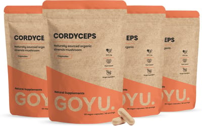GOYU Cordyceps 1000 mg per dagdosering Biologisch Combideal 4x 60 Capsules - Paddenstoel paddenstoelen – Mushroom - Vegan - Zonder toevoegingen - Lab getest - 30 dagen voorraad per zakje