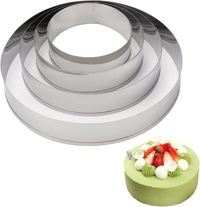 Dailygoods- Taartring Set van 4 - Roestvrij Staal - Bakringen - Taartgerei - Professionele Hulp - 7,5/9,5/12/15 cm - Bakvorm
