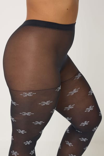 Yours Black Snowflake Novelty Kerstpantysize 56-60