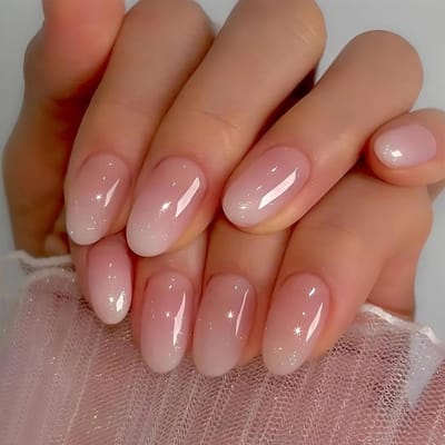 SnelShoppen - 24 Stuks Franse Press On Nails, Korte Amandelvorm, Valse Nagels met Acryl Volledige Dekking, Roze Gradient voor Dames en Meisjes, Verwij