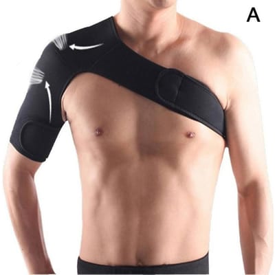 Aanpasbare Pasvorm Sportschool Atletische Verzorging Enkele Schoudersteun Rugbrace Beschermband Band Wrap Riem Band Kussentjes Zwarte Verband Mannen en Vrouwen