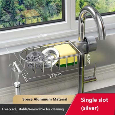 Keukenruimte Aluminium Gootsteen Afvoerrek Spons Opbergkraan Houder Zeepafdruiprek Plank Mand Organizer Badkameraccessoires gray