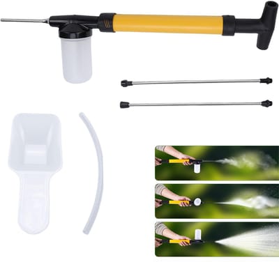 Duster - Diatomeeënaarde Poederverstuiver - Poederverstuiver Pro - Inclusief accessoires - Bestuiver - Fruitbloeiende bestuivingstool - Lavameel verstuiver - poederverstuiver - Plantenspuit - met Push-Pull Luchtpomp - geel