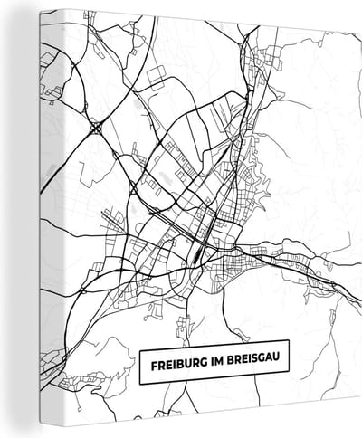 Canvas Schilderij Freiburg im Breisgrau - Kaart - Stadskaart - Plattegrond - 20x20 cm - Wanddecoratie