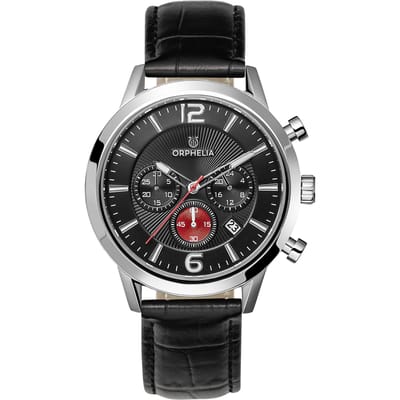 Orphelia Tempo OR81802 Horloge - Leer - Zwart - Ø 43 mm