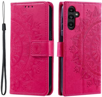 Mandala Book Case Geschikt voor Samsung Galaxy A26 - Hoesje met Pasjeshouder Roze