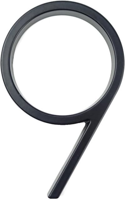 Huisnummer 9 - Zwevend Huisnummer - Zwart - nr. 9 - modern - 125mm
