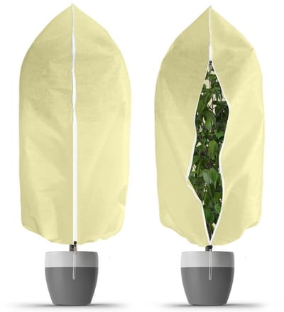 Dailygoods- Plantenhoezen Winterbescherming - Ademend Beschermhoes - 2 Stuks - 80x100cm - Polypropyleen - Rits/Trekkoord - Plantenbescherming