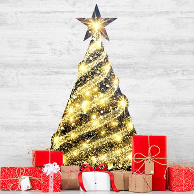 Glitterende kerstboomsticker - Kerststickers - Feestelijke decoraties - 100x60cm