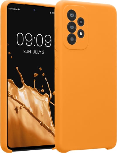 kwmobile telefoonhoesje geschikt voor Samsung Galaxy A52 / A52 5G / A52s 5G - TPU backcover met siliconen coating - Smartphone case in fruitig oranje