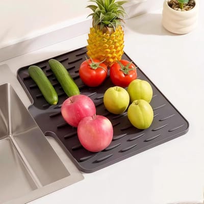 afdruipmat van 40 x 32.5 cm, afdruipmat voor aanrecht, antislip afdruiprek met snelle afvoer, hittebestendig en opvouwbaar, multifunctionele mat voor aanrecht, potten en pannen #4