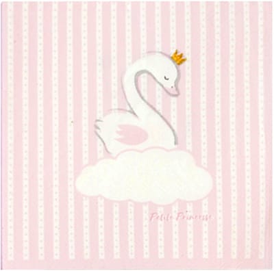 HOBI - 20 papieren servetten roze zwaan kleine prinses 33 x 33 cm