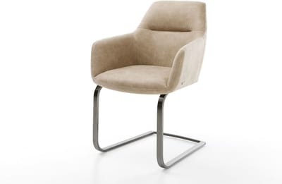 Sledestoel Pejo-Flex sledemodel vlak grafiet microvelours beige vintage pocketveer kern