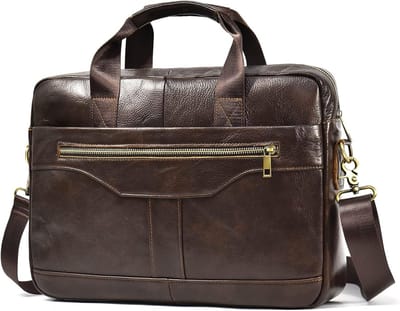 Leren Laptoptas voor Mannen - 15.6 Inch Schoudertas, Handtas en Notebook Bag voor Zakelijk Gebruik en Kantoor