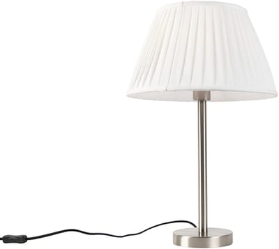 QAZQA simplo - Klassieke Tafellamp met kap - 1 lichts - H 54.5 cm - Wit - Woonkamer | Slaapkamer
