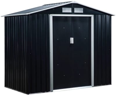 Tuinschuur - 213 x 130 x 185 cm - Tuinhuisje met Schuifdeuren en Ventilatieopening - Gegalvaniseerd Staal - Gereedschapsschuur - Opslagruimte Tuin - Tuingereedschap Bewaren - Buitenschuren - Tuinhuis - Antracietgrijs