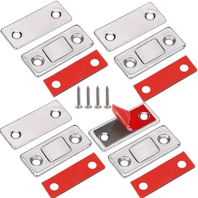 Deursloten - 4 stuks magnetische deursloten - lademagneten, roestvrijstalen magnetische kastsloten, roestvrij staal - voor keukenkasten / schuifdeuren / ramen - eenvoudige installatie, deursluiter - zilver