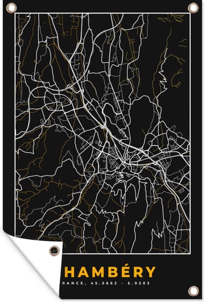Muurdecoratie Stadskaart – Frankrijk – Kaart – Chambéry – Plattegrond - 120x180 cm - Tuinposter - Tuindoek