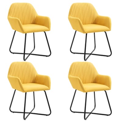 vidaXL Eetkamerstoelen 4 st stof geel