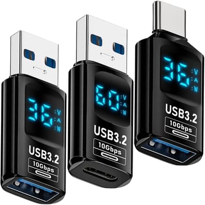 ONF3 - USB C naar USB 3.2 Adapter - USB C Adapter met LED Display - Voor PC en Laptop - Oplader Compatibel - Snelle Gegevensoverdracht - Duurzaa...
