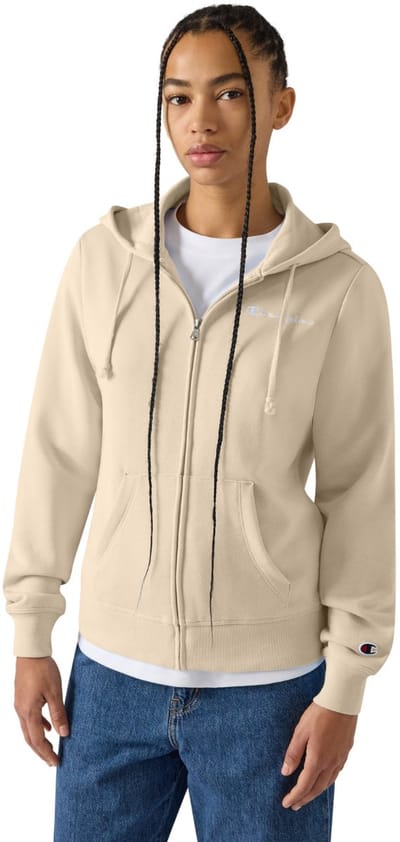 Champion Sweater Dames Full Zip Hoodie Sweatshirt Beige - Maat L