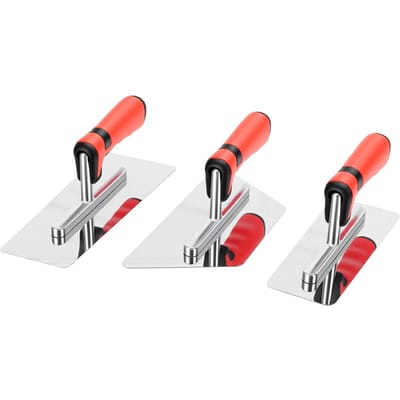 Set de 3 truelles de finition 3 tailles Acier inoxydable poli Outils à main pour plâtrage avec manche