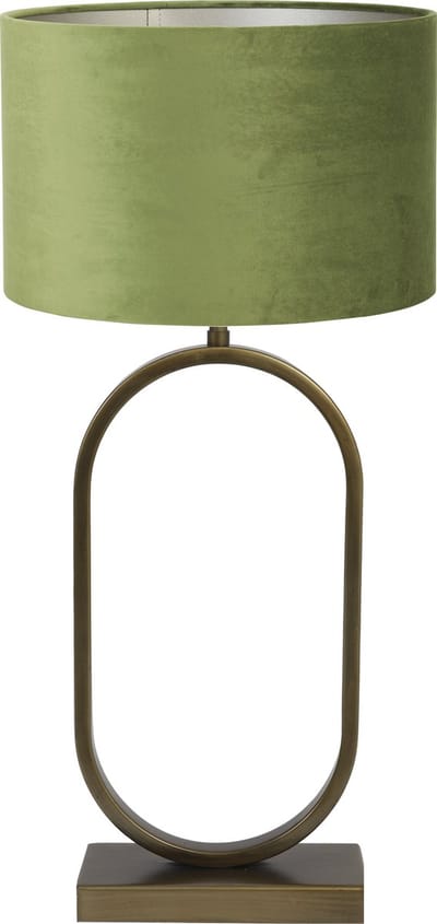 Light & Living Tafellamp Jamiri/Velours - Ant, Brons/Donkergroen - Ø30x67cm - Tafellamp met kap