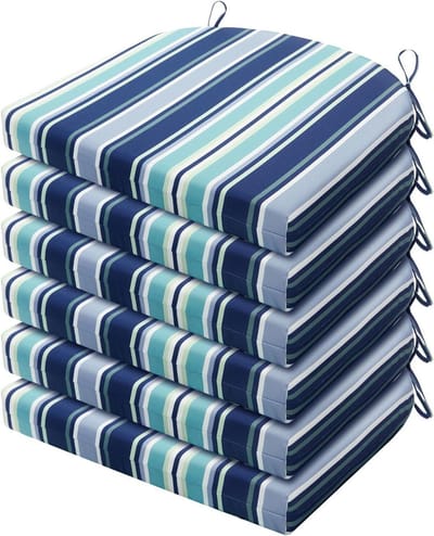 Tuinkussen Set - Stoelkussens Buiten - Comfortabel Zitten - Bevestigingsbanden - 46 x 40 cm - Gestreept