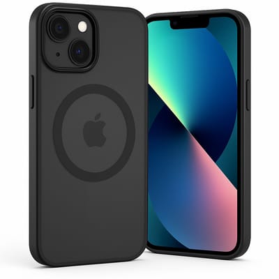 SnapSkin Hoesje geschikt voor iPhone 13 / 14 - Geschikt voor MagSafe Case - Semi-Transparant Zwart