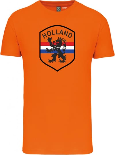 T-shirt Holland Embleem Groot | Koningsdag kleding | Oranje Shirt | Oranje | maat XS
