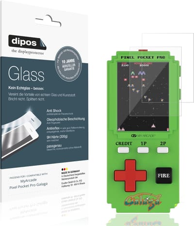 dipos – 2x Matte Pantserfolie geschikt voor MyArcade Pixel Pocket Pro Galaga | 9H Screenprotector