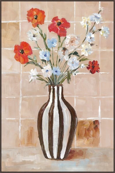 HomeBound by KY | Schilderij met frame vaas met bloemen | schilderij | 70x105x3,8cm
