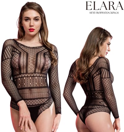 Elara Arlena – Erotische Net Body Dames | Sexy Bodystocking met Kant Details | Sexy Lingerie | One Size (S–L) – Zwart