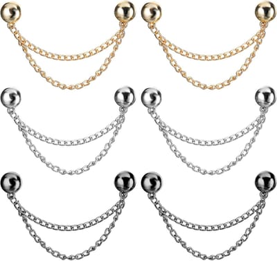 6 stuks magnetische kledingclip, metalen magnetische kledingclips met ketting, voor dames sjaals, hijab, broeken, vesten, manchetten en zomen