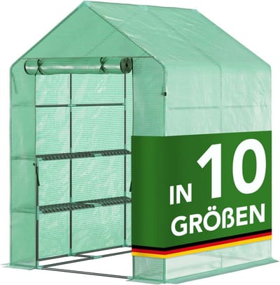 Foliekas 143 x 143 x 195 cm - Duurzame en UV-bestendige broeikas met metalen rooster voor planten