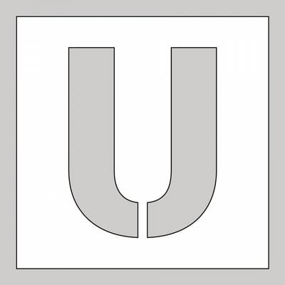 Spuitsjabloon letter U - dibond 500 x 500 mm