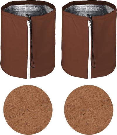 Warmtebescherming voor Potten, 50 x 45 cm, Herbruikbare Beschermtas voor Planten met Rits en Touw, Kokosvezel Vulling, Ideaal voor Tuin en Balkon