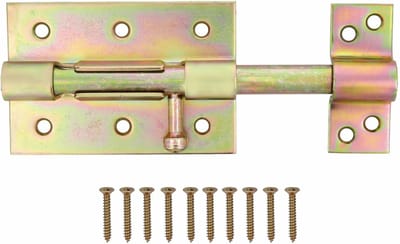 AMIG schuifslot/plaatgrendel - staal - 7cm - messing - incl schroeven - deur - raam - geschikt voor hangslot (niet inbegrepen)