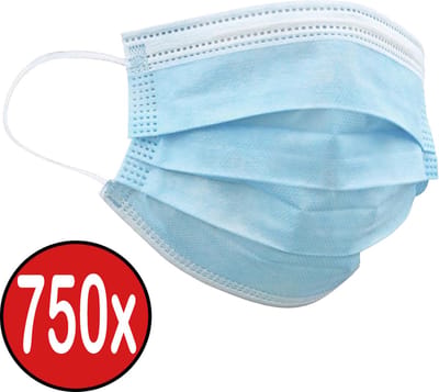Mondkapje Wegwerp Blauw Mondmasker Mondkapje Wegwerp Mondkapjes Niet Medisch Universeel - 750x
