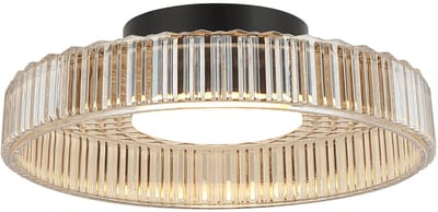 Kosilum - Damian - Plafondlamp - Zwart en amber - Metaal en glas