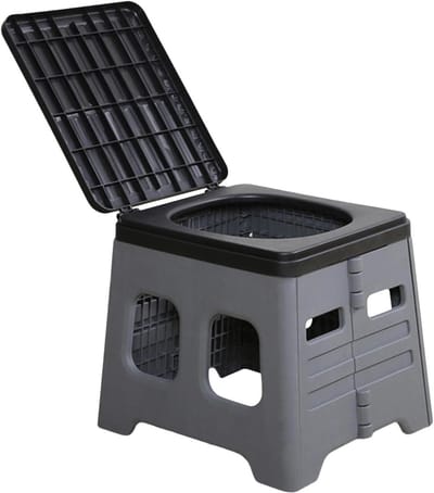 Draagbaar Toilet - Reistoilet Opvouwbaar - Kamperen en Reizen - Stevige Constructie - 10 x 30 x 10 cm - Zwart