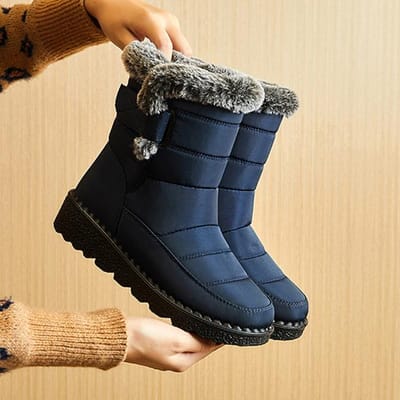 Waterdichte winterlaarzen voor dames Nepbont Lange pluche snowboots Damesplatform enkellaarsjes Warme katoenen parenschoenen 36 black