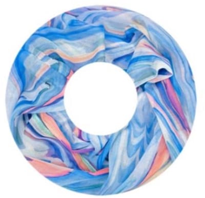 Dunne Colsjaal - Print - (25591#) - Blauw/Ecru
